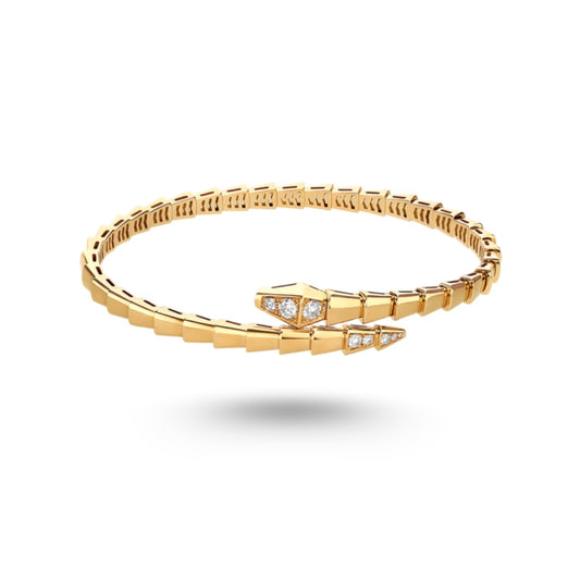 Bracelet Bvlgari Serpenti Viper, Semi diamonds, or jaune