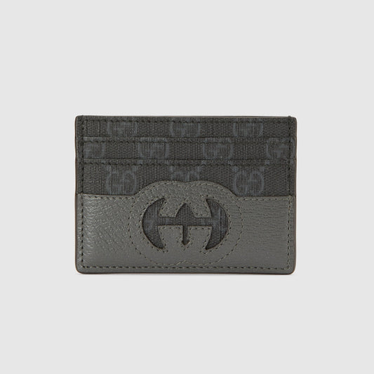 GUCCI Gg supreme card holder Grey