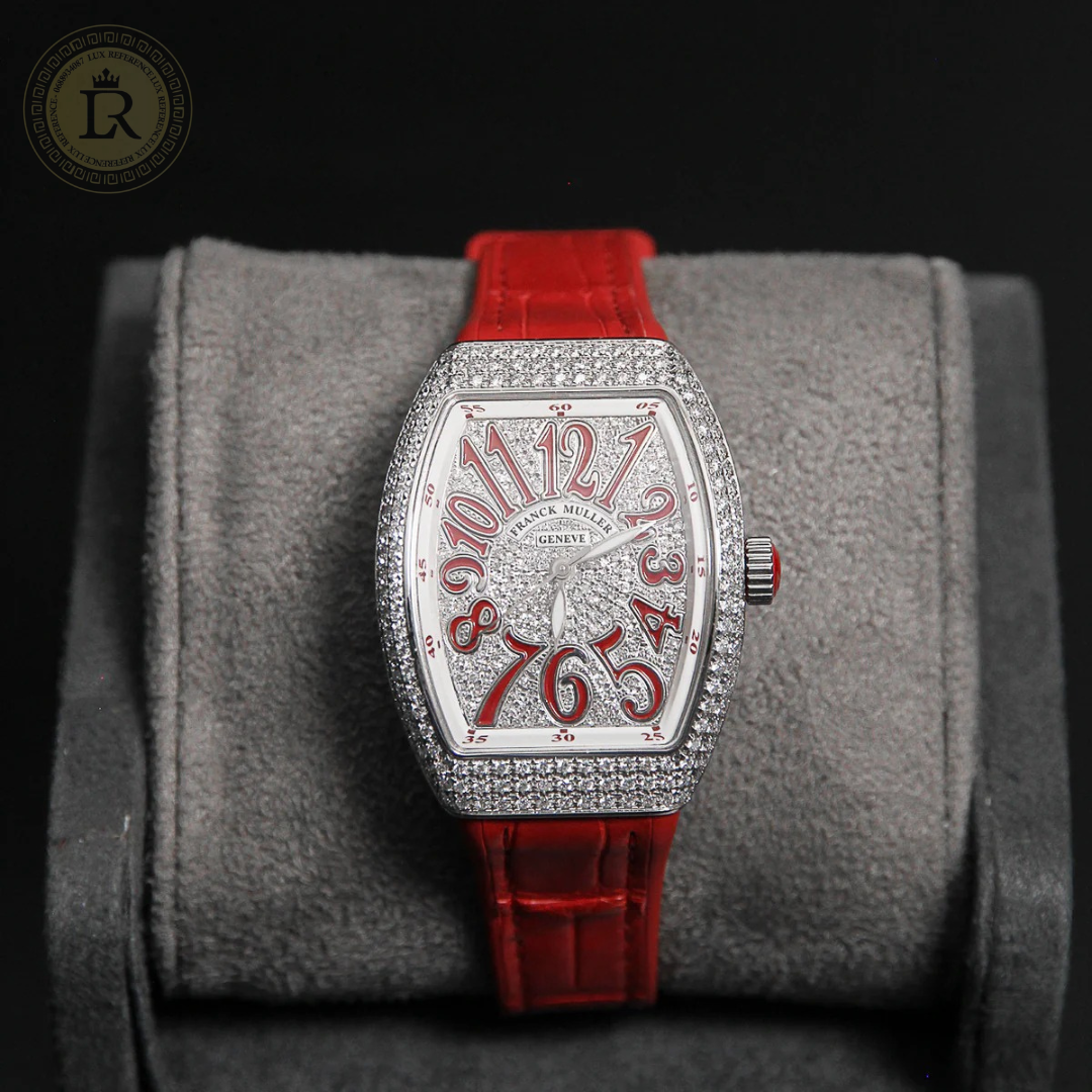 Franck Muller Cintrée Curvex Édition Rouge Sertie de Diamants