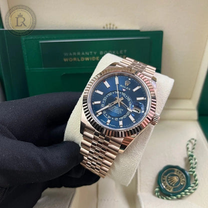 Rolex Sky-Dweller Rose Gold Jubilee Bracelet, Cadran Bleu