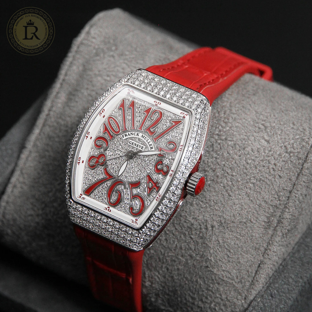 Franck Muller Cintrée Curvex Édition Rouge Sertie de Diamants