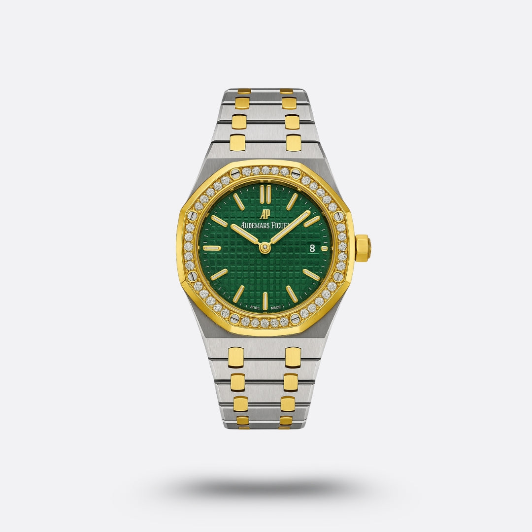 Audemars Piguet Royal Oak, Lunette Sertie de Diamants, Cadran Vert
