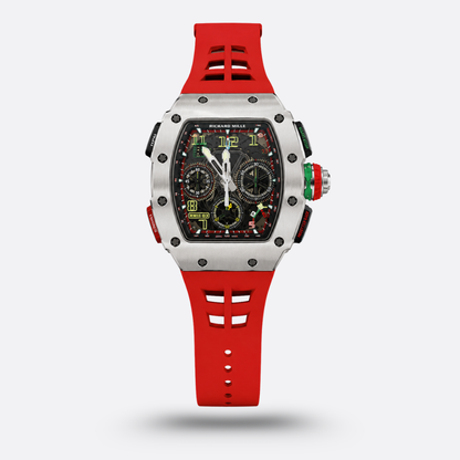 Richard Mille, avec un bracelet rouge