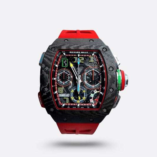 Richard Mille RM 65-01, bracelet en caoutchouc rouge