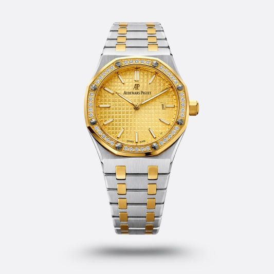 Audemars Piguet Royal Oak, cadran jaune, sertie de diamants