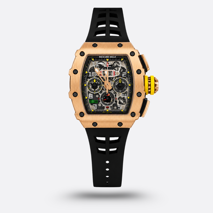 Richard Mille RM 11-03 avec un boîtier en or rose, bracelet en caoutchouc noir