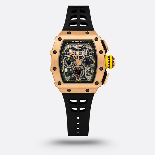 Richard Mille RM 11-03 avec un boîtier en or rose, bracelet en caoutchouc noir