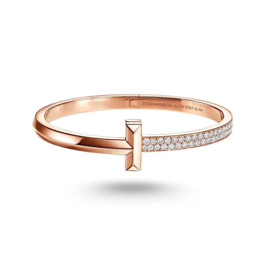 Bracelet Tiffany T orné de diamants en or rose
