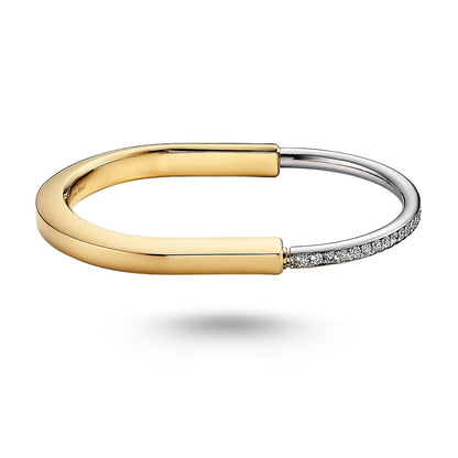 Bracelet Tiffany Lock en or jaune et blanc avec demi-pavé de diamants