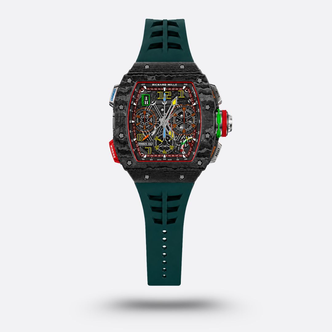 Richard Mille RM 65-01 avec un bracelet en caoutchouc vert