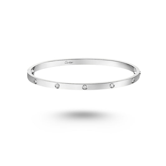Bracelet Cartier LOVE, petit modele or gris, diamants