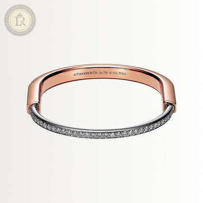 Bracelet Tiffany Lock en or rose et blanc avec demi-pavé de diamants