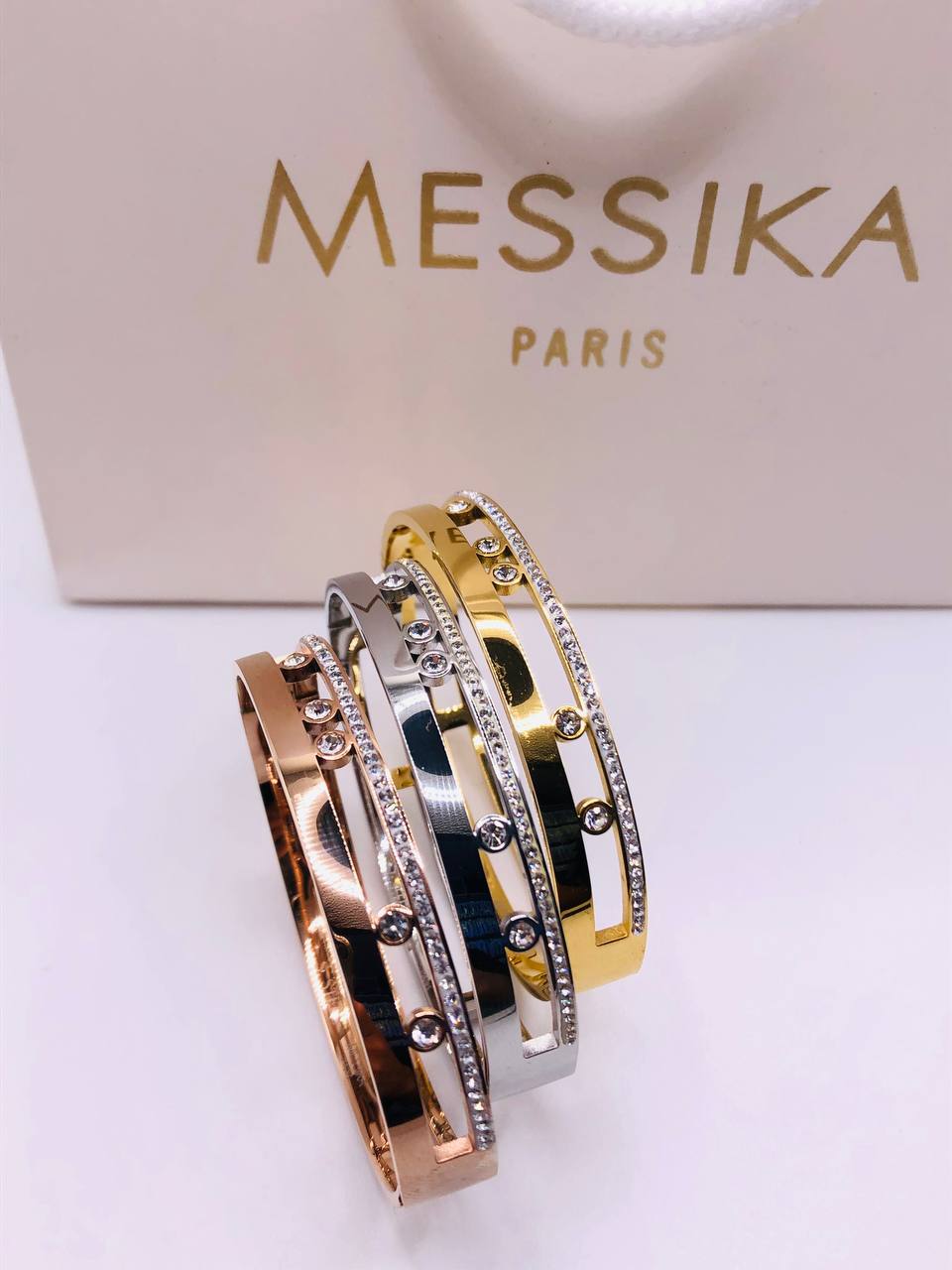 Bracelet femme acier MESSIKA strass