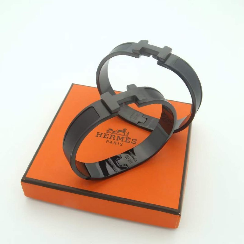 Bracelet homme acier noir HERMÉS CLIC H