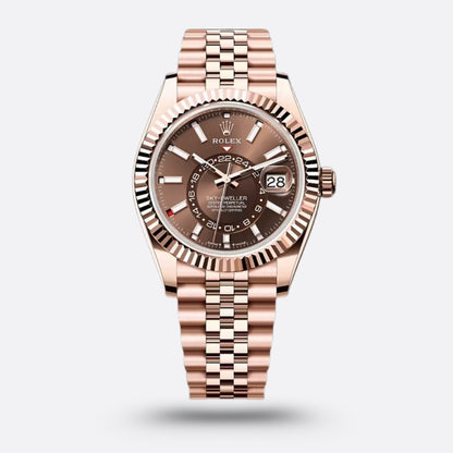 Rolex Sky-Dweller Rose Gold Jubilee Bracelet, Cadran Marron