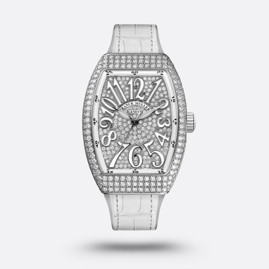 Franck Muller Cintrée Curvex Édition Blanche Sertie de Diamants