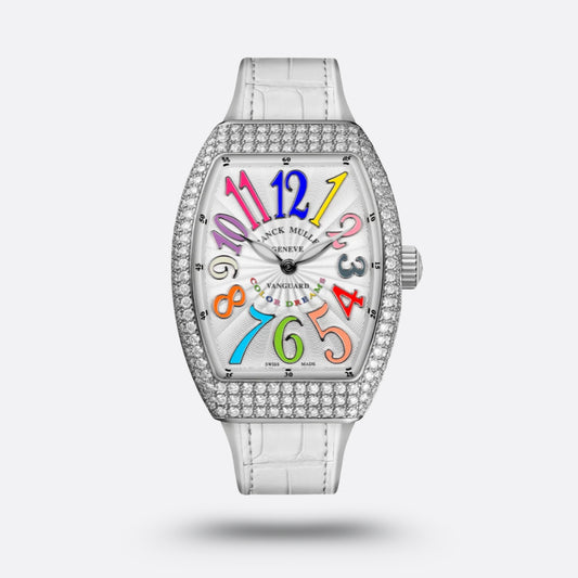 Franck Muller Cintrée Curvex Rêves en Couleurs Édition Full Diamants Blanche