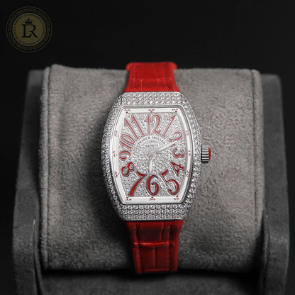 Franck Muller Cintrée Curvex Édition Rouge Sertie de Diamants