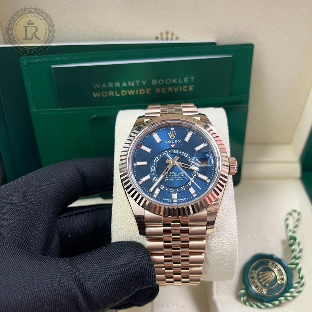 Rolex Sky-Dweller Rose Gold Jubilee Bracelet, Cadran Bleu